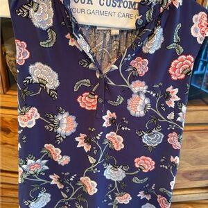 LOFT Purple Floral Button-Up Blouse